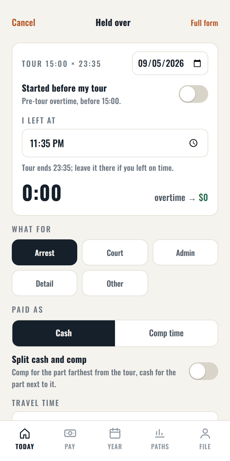 Held over: log the tour in three taps